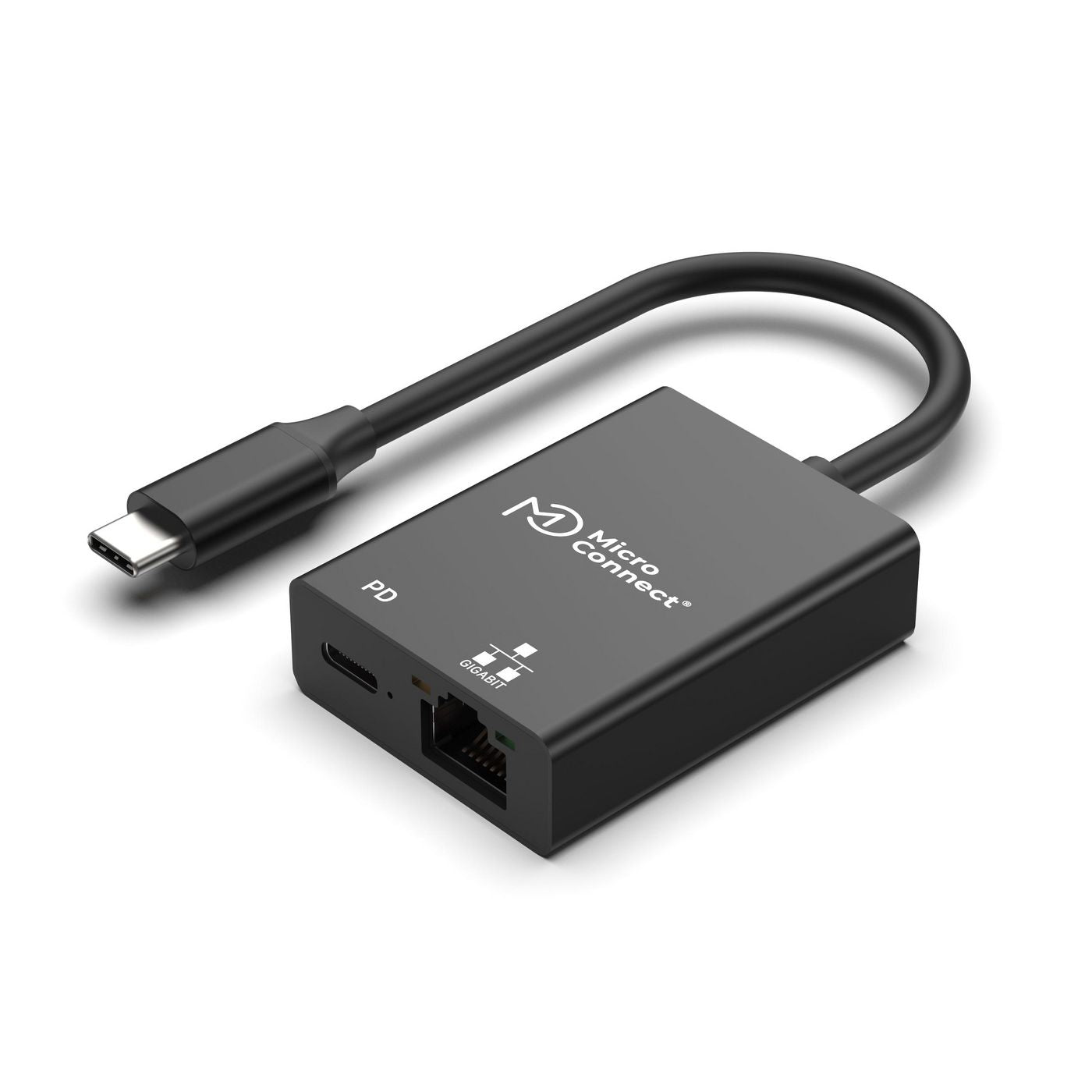 Microconnect USB-C to RJ-45 Network Adapter with 100W Power Delivery – 1Gbps, Black