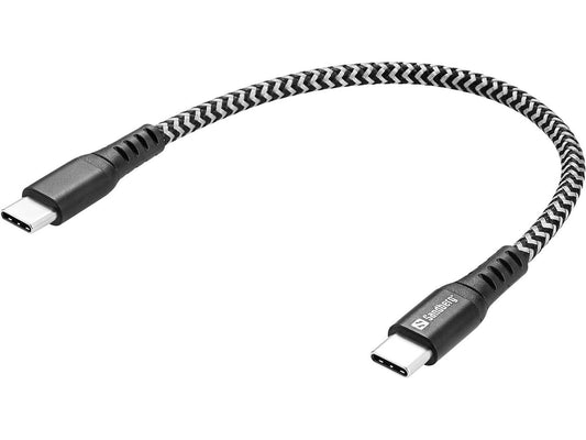 Sandberg 441-66 Survivor USB-C Cable 0.2m – 100W Kevlar Fast Charge CE, Ultra-Compact