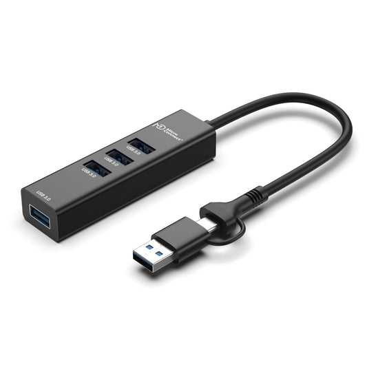 MicroConnect USBHUB4-2IN1 USB 3.0 4-Port Hub with USB-C & USB-A Connectors – 5Gbps, 0.3m Cable