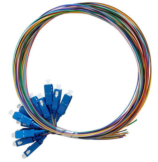 Lanview SC/UPC 12-Core OS2 Fibre Optic Pigtail Set – 2m, 9/125 G657A1, 12 Colours