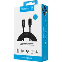 Sandberg 508-99 HDMI 2.0 Cable – 3m Black High-Speed 19M-19M