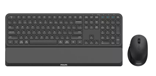Philips SPT6607B/21 Wireless Keyboard and Mouse Combo – RF + Bluetooth, Black