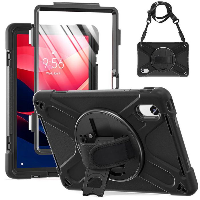 eSTUFF ES681911-BULK Rugged Tablet Case – Black, Shockproof, 360° Stand