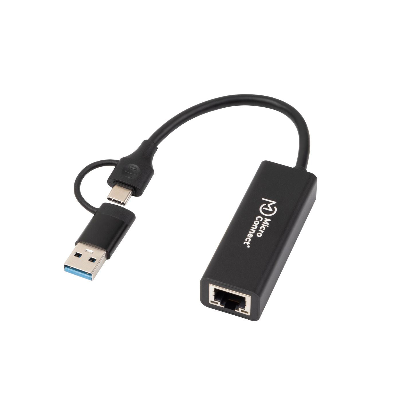 Microconnect USB-C to RJ-45 Gigabit Ethernet Adapter – 0.2m, Black