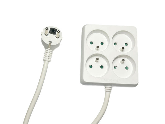 MicroConnect MC-PSSQUARE040150FRW Power Extension Lead 1.5m 4 AC Outlets Type E White