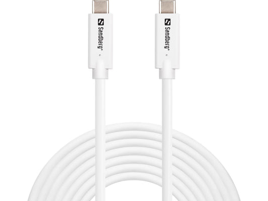 Sandberg 136-76 USB-C to USB-C Cable 5m – 100W USB 3.2 Gen2 10Gbps White