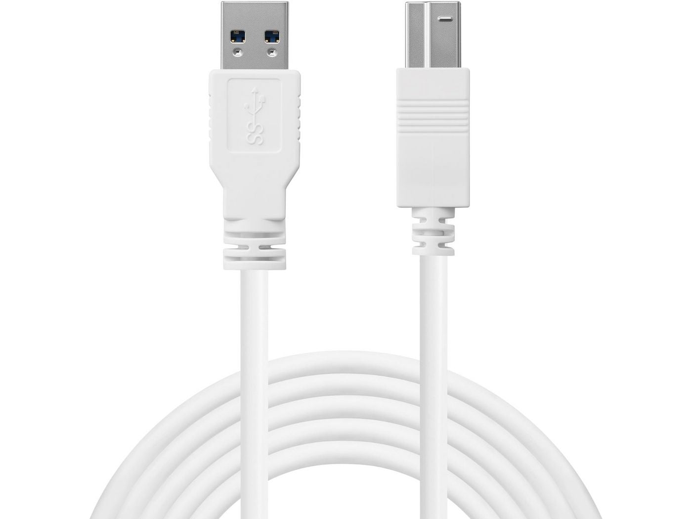 Sandberg 509-23 USB 3.0 A-B Cable 1.8m – High-Speed White Data Lead