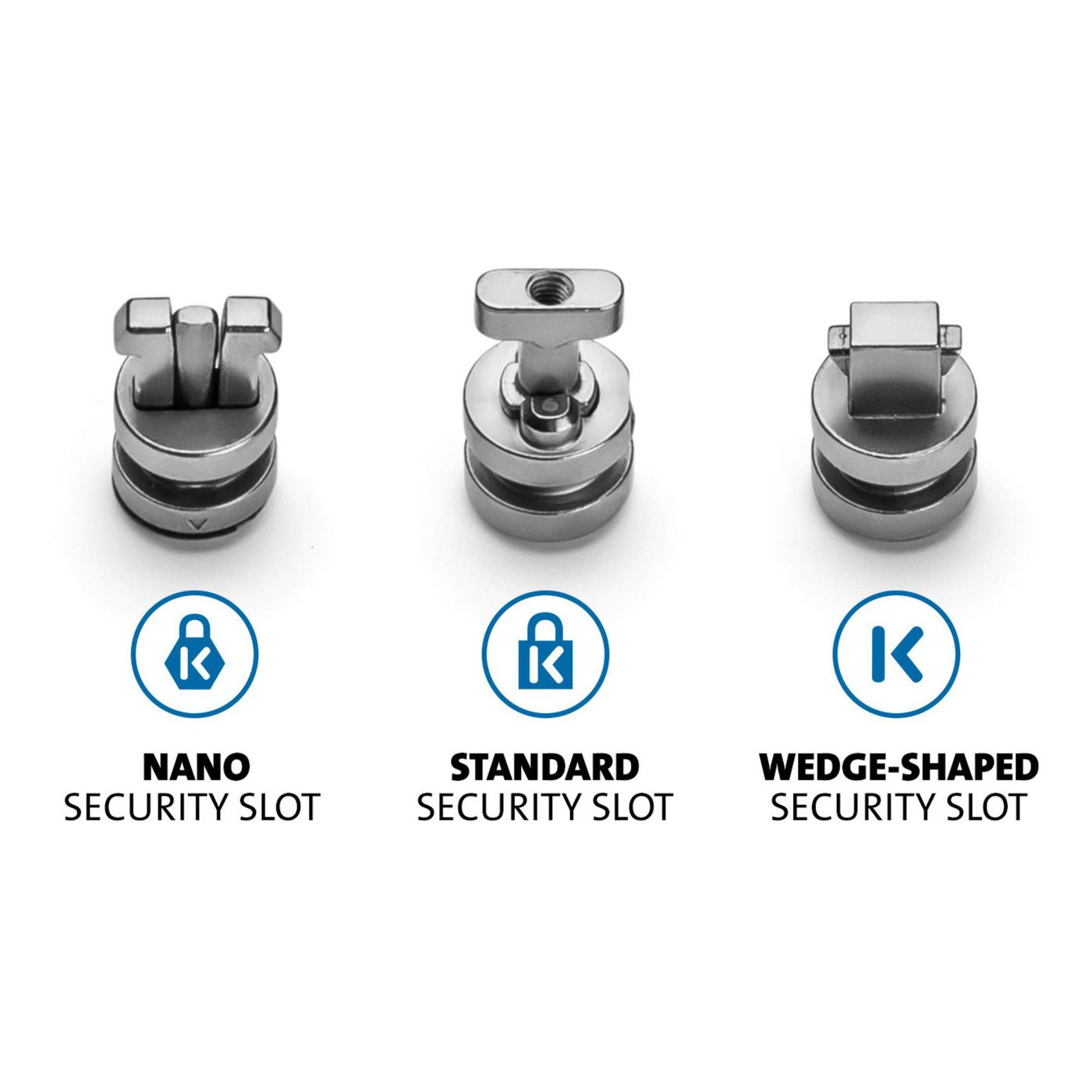 Kensington K68001WW Security Anchors Kit – Universal Slots, 3-Pack, Stainless Steel