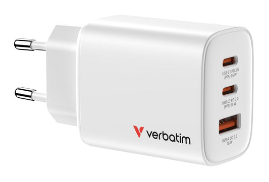 Verbatim 32353 GaN Charger 65W EU Plug White – USB-C Fast Charging