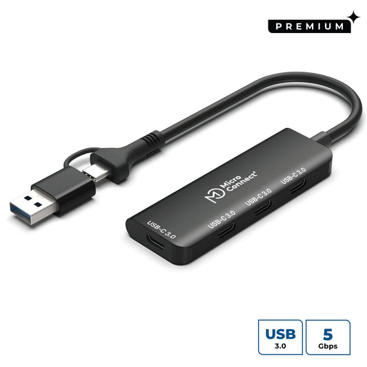MicroConnect UC0070-5G-USB-C-4IN1-C USB-C 3.2 Gen 1 4-Port Hub – 5Gbps, Plug & Play, Silver