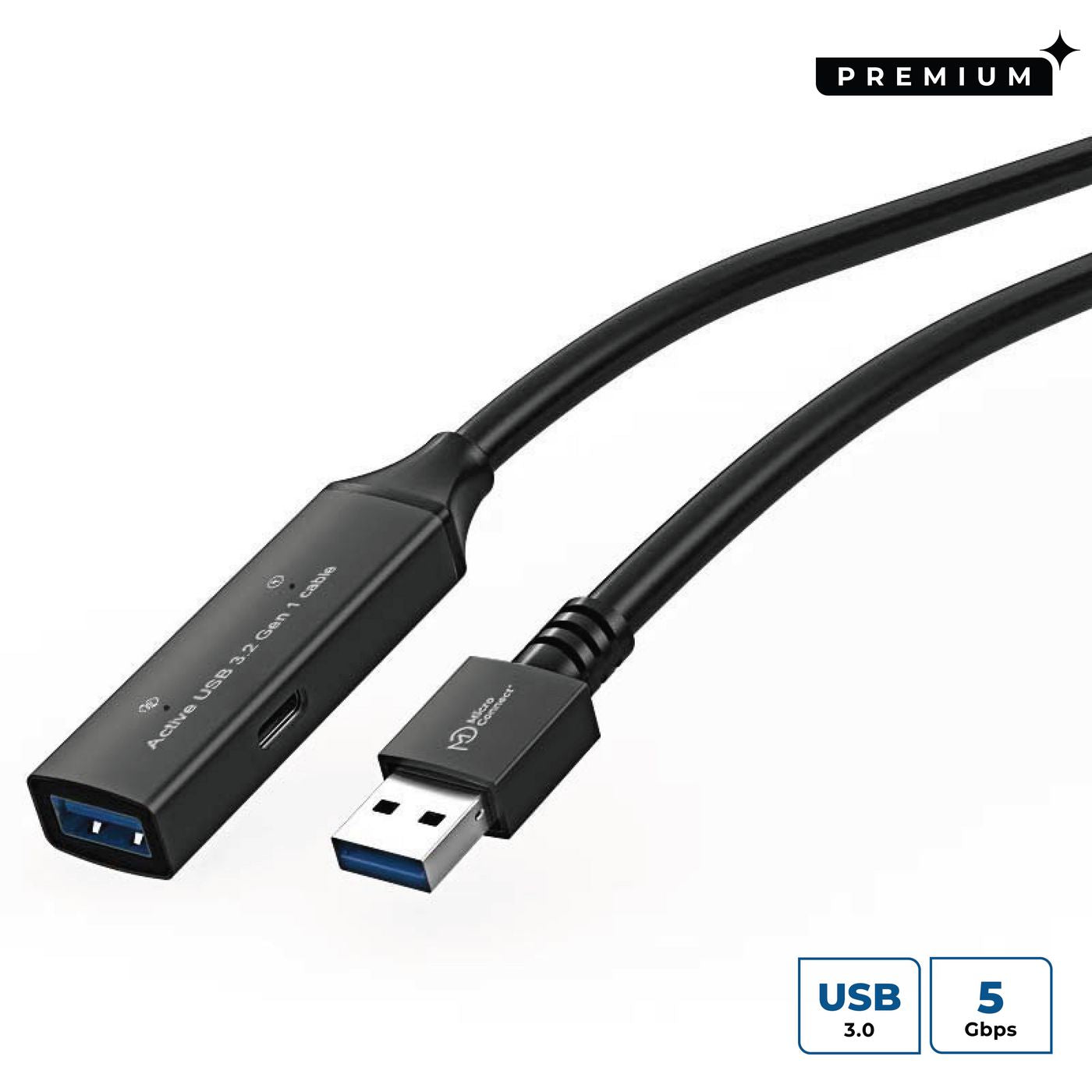 MicroConnect USB3.0AAF10A USB 3.2 Gen 1 Extension Cable 10m Black
