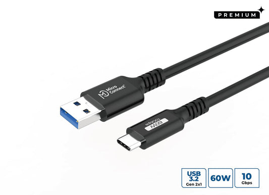 MicroConnect USB3.2AC1 USB Cable USB 3.2 Gen 2 10Gbps 1m Black