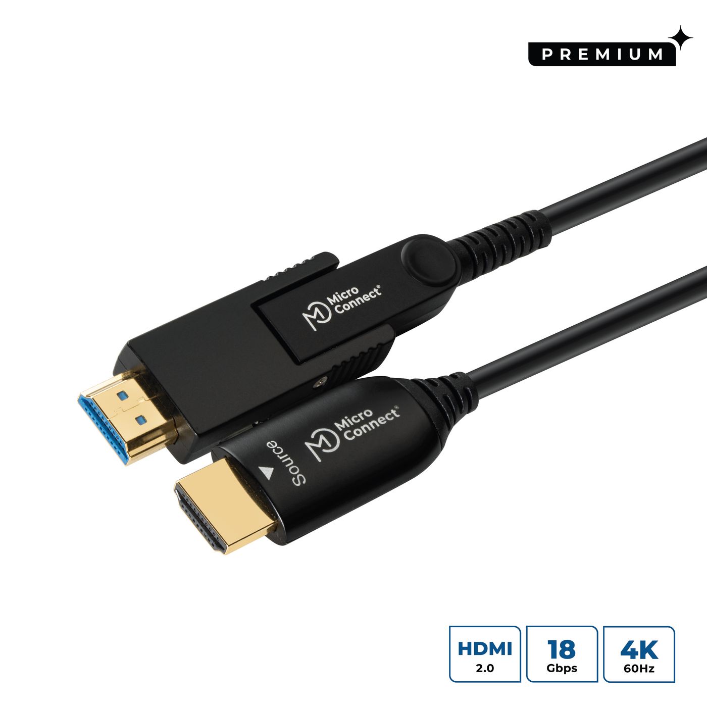 MicroConnect HDM191970V2.0DOP HDMI Cable – 70m Fibre Optic, 4K, HDMI 2.0, Gold Plated