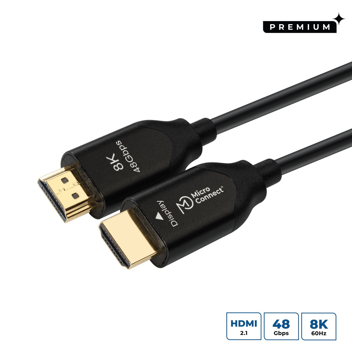 Microconnect Premium Optic HDMI Cable 15m – 8K 2.1 Fibre Optic, Gold-Plated