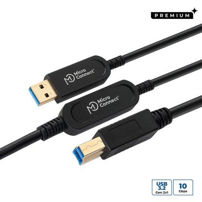 MicroConnect MC-USB3.0AB20OP USB 3.2 Gen 2 A-B Cable 20m – 10Gbps Black
