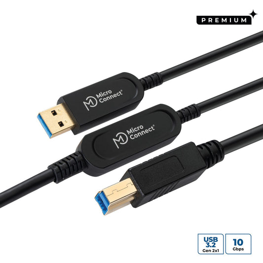 MicroConnect MC-USB3.0AB10OP USB 3.2 Gen 2 A-B Cable 10m – 10Gbps Black