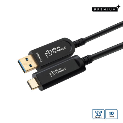 MicroConnect MC-USB3.2CA20OP USB 3.2 Gen 2 20m USB A to USB C Cable – 10Gbps, Black