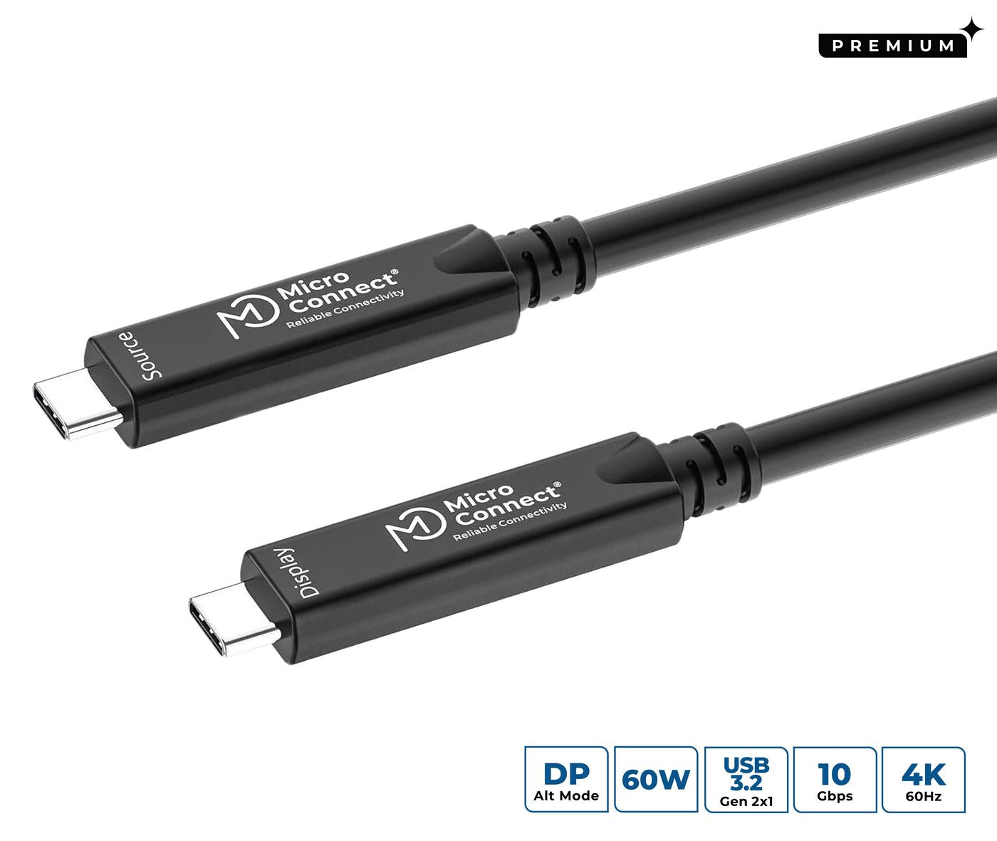 MicroConnect MC-USB3.2CC10-8K-OP USB-C to USB-C Cable 10m 10Gbps 8K 60W