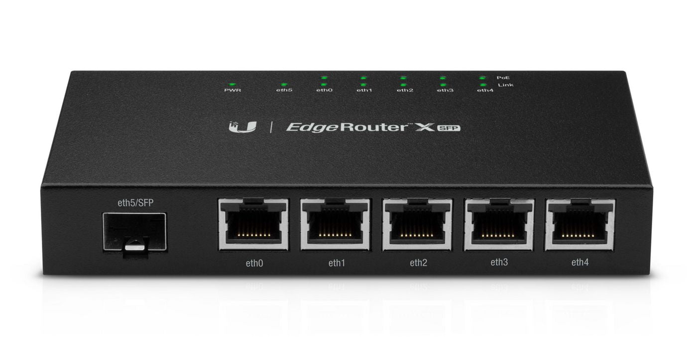 Ubiquiti ER-X-SFP Wired Router – Gigabit, PoE, SFP Port, Black