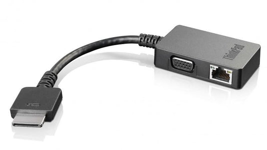 Lenovo 4X90J31060 OneLink+ to VGA/RJ45 Adapter – Black, Plug and Play, Dual Output VGA and Ethernet