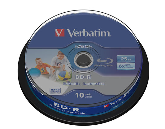 Verbatim 43804 BD-R 25GB 6x Blu-ray Discs – 10 Pack Spindle Printable