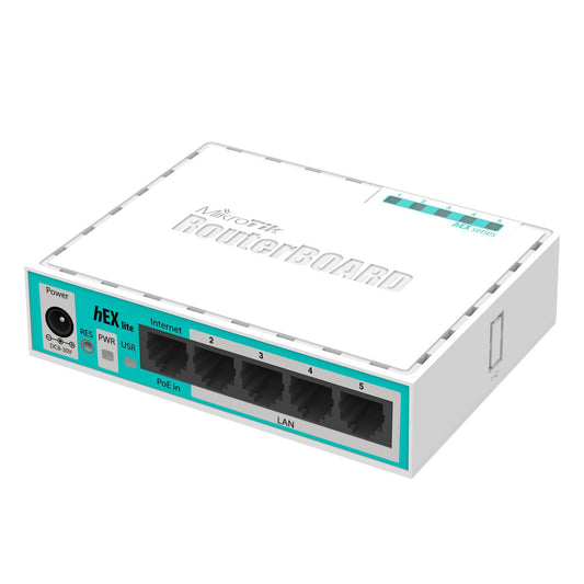 MikroTik RB750R2 Wired Router – 5-Port Fast Ethernet, 850MHz CPU, 64MB RAM, PoE