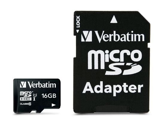 Verbatim 44082 MicroSDHC Memory Card 16GB – Class 10 with SD Adapter