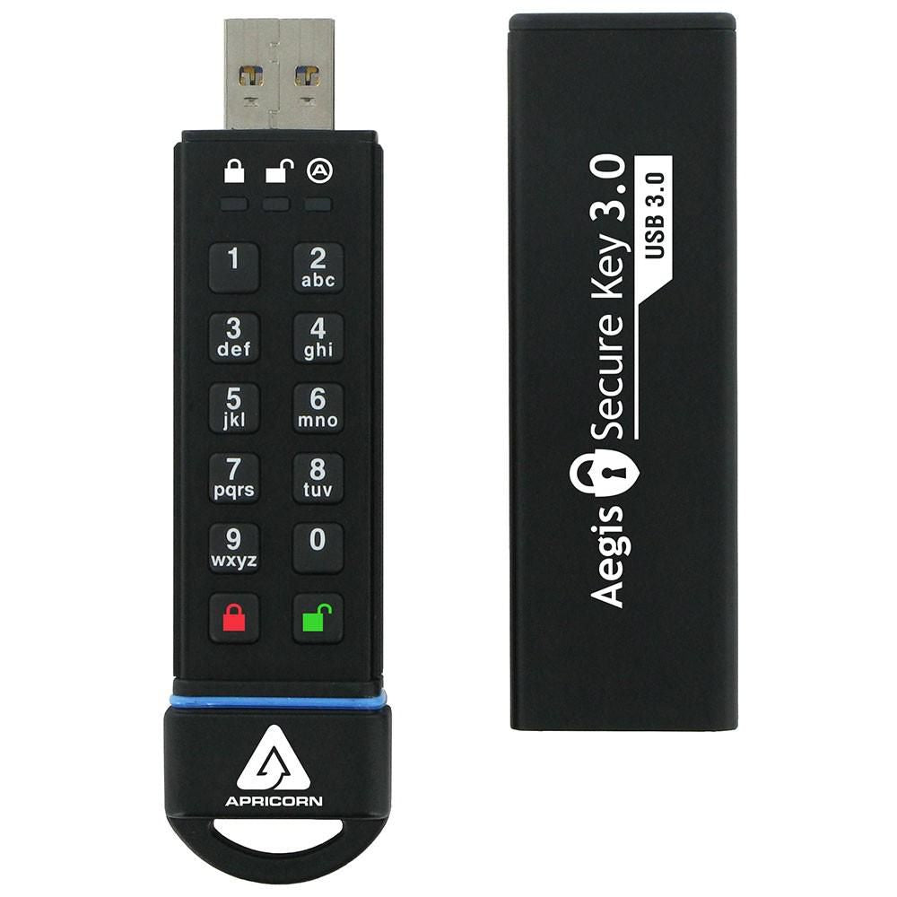 Apricorn ASK3-120GB USB Flash Drive – 120GB, AES 256-bit, FIPS 140-2, IP58, USB 3.0