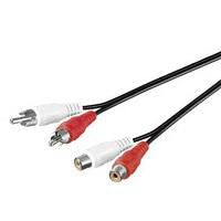 Microconnect 5m Audio Cable – 2 x RCA Male to Female Extension, Black