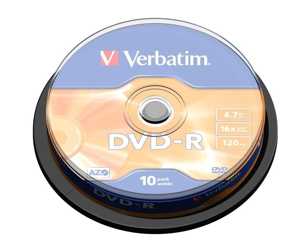 Verbatim 43523 DVD-R Blank Discs 4.7GB 16x Matt Silver – 10 Pack