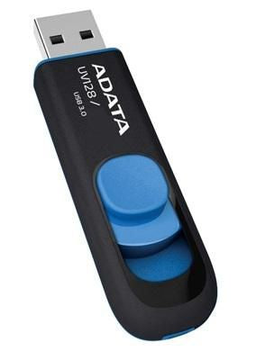 ADATA AUV128-32G-RBE 32GB USB 3.2 Gen 1 Flash Drive – Black/Blue, Capless Slide
