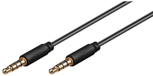 Microconnect 3.5mm Audio Extension Cable – 2m Gold-Plated Male to Male, Black