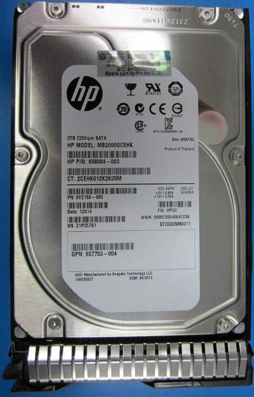 Hewlett Packard Enterprise 614827-002 2TB SATA 3.5" 7200RPM Hard Drive