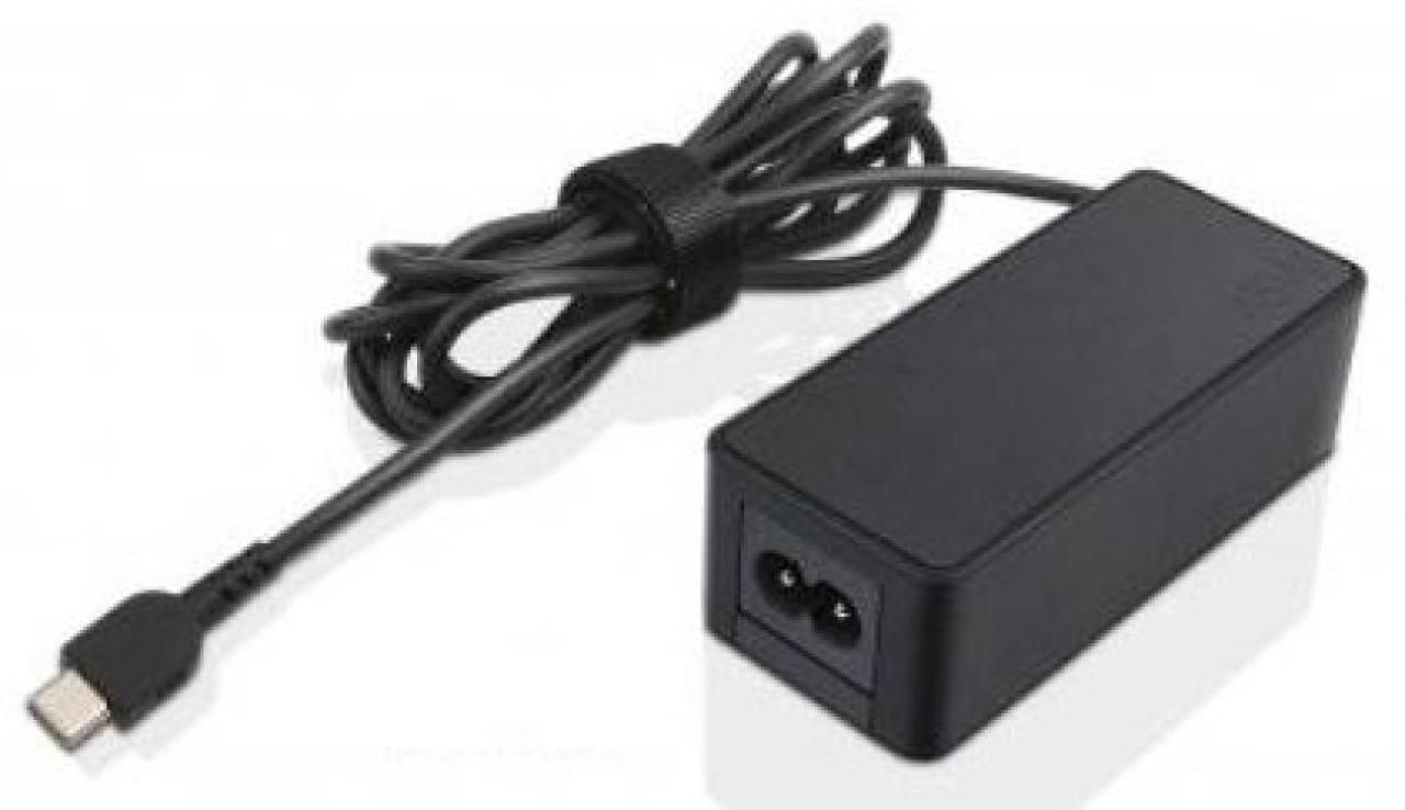 Lenovo 4X20M26256 45W USB-C Power Adapter with Integrated Cable — Black
