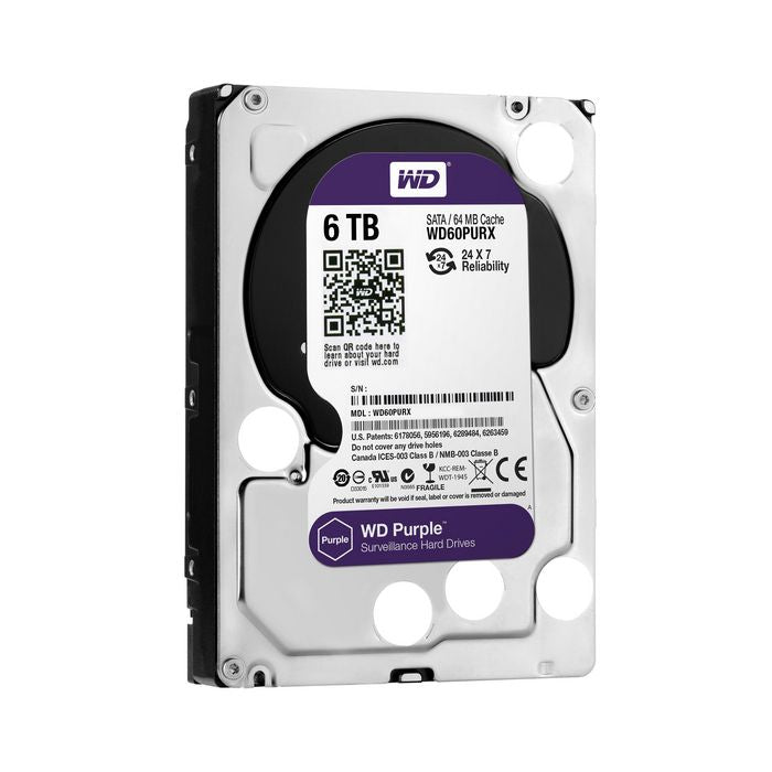 Western Digital WD60PURX 6TB 3.5" HDD – SATA 6Gb/s 5400RPM 64MB