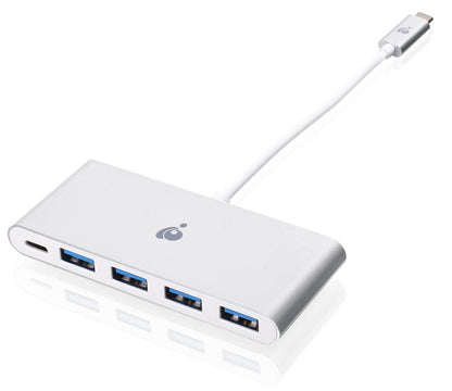 IOGEAR GUH3C4PD USB-C to 4-Port USB 3.0 Hub with Power Delivery – White