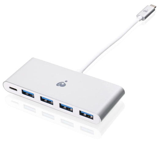 IOGEAR GUH3C4PD USB-C to 4-Port USB 3.0 Hub with Power Delivery – White
