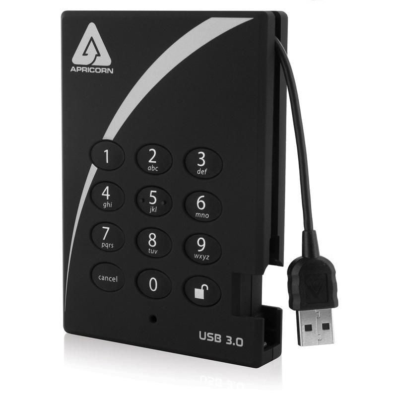 Apricorn A25-3PL256-500 External Hard Drive – 500GB, 256-bit AES, USB 3.0