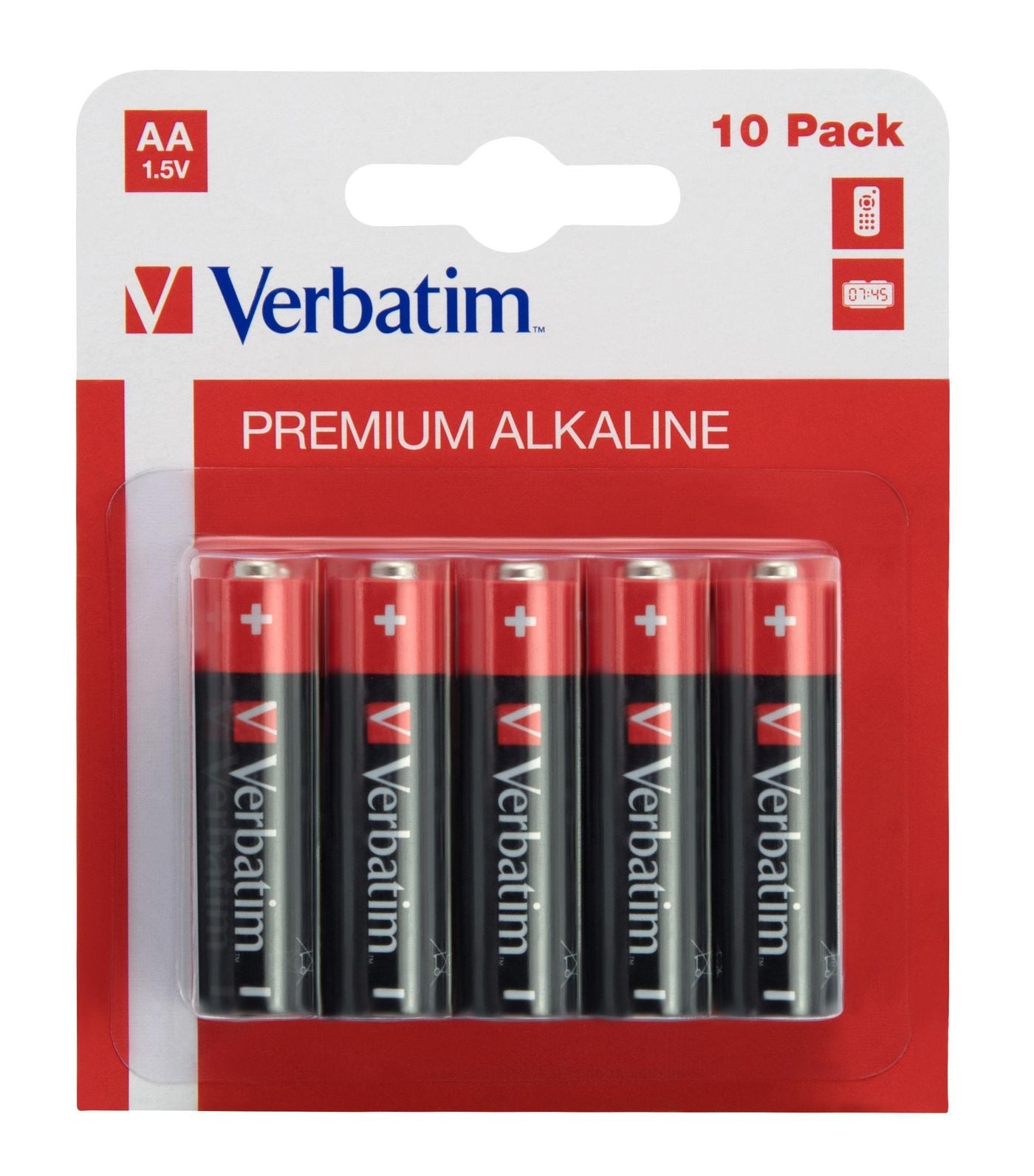 Verbatim 49875 AA Alkaline Batteries – 1.5V 10-Pack Single-Use Cylindrical