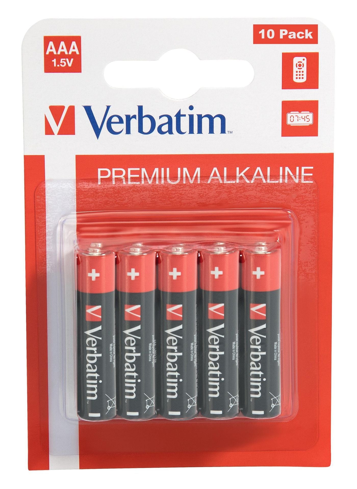 Verbatim 49874 AAA Alkaline Batteries – 1.5V 10-Pack Black/Red