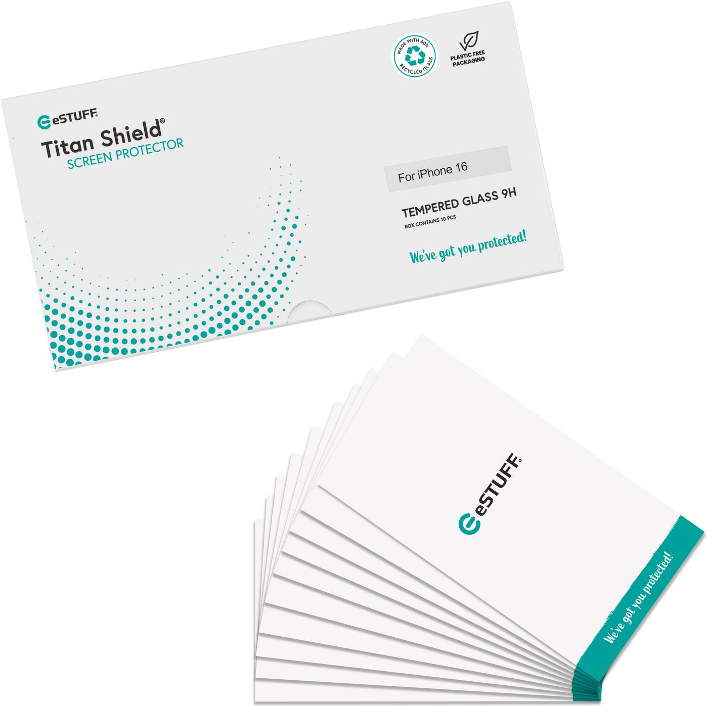 eSTUFF ES501435-10BULK Full Cover Titan Shield Screen Protector 10-Pack