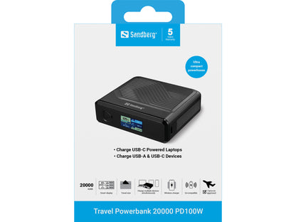 Sandberg 421-25 Travel Powerbank 20000 PD100W – 20000mAh 100W Fast Charging