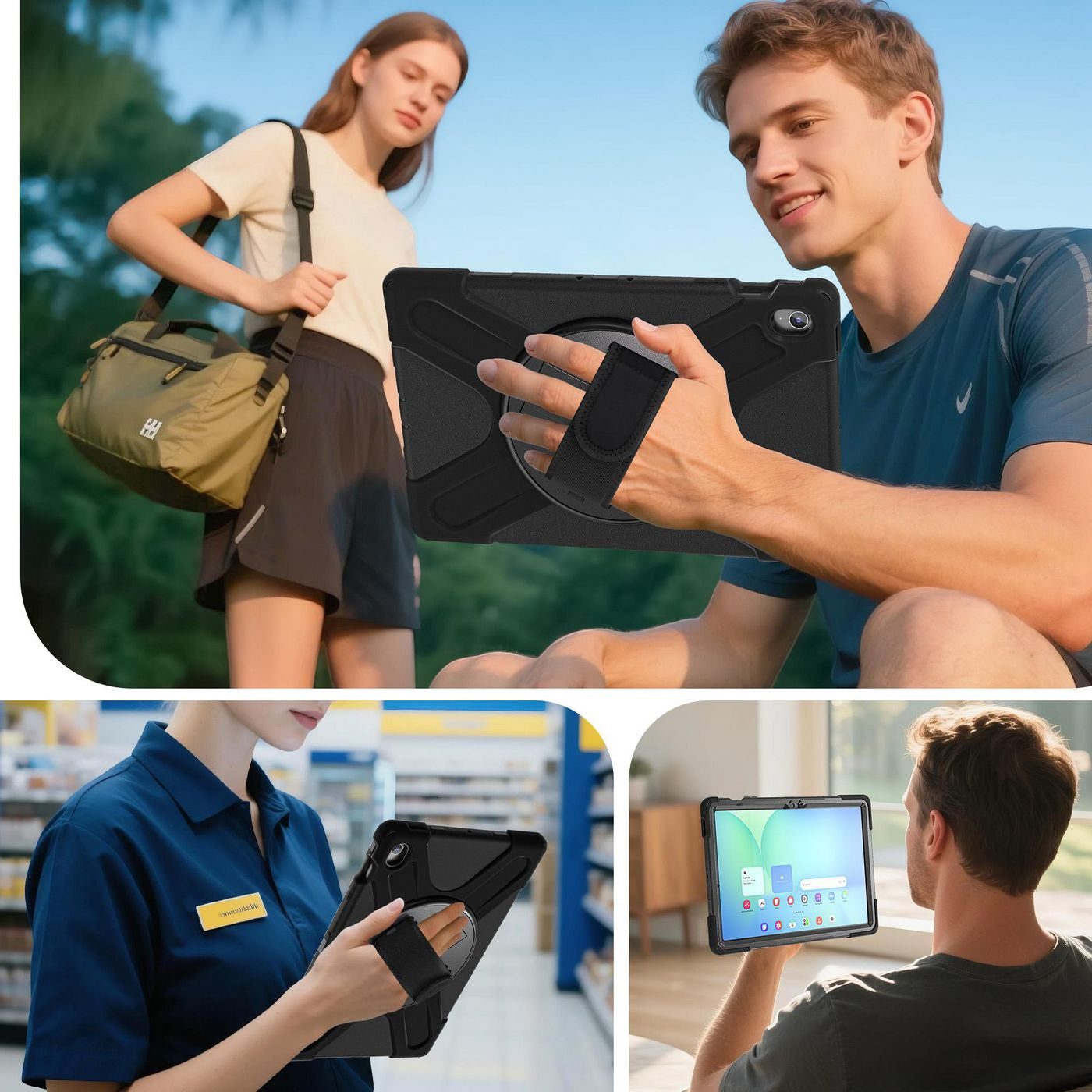 eSTUFF ES681864-BULK Tablet Case – Defender, Black, MIL-STD-810H, Kickstand