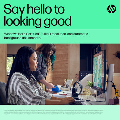 HP 6Y7L1AA FHD Webcam – 4MP, 1080p, USB, Dual Microphone, Black