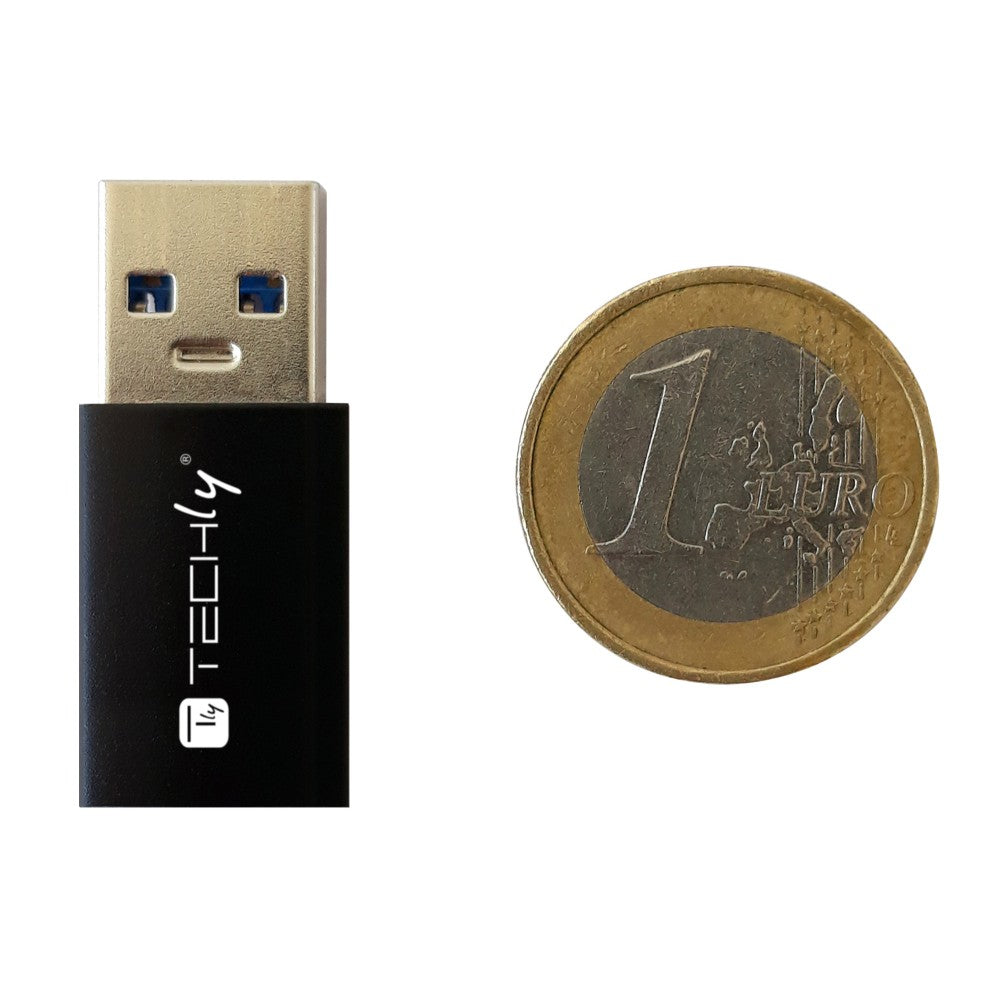 Techly IADAP-USB3-AFT USB 3.0 Adapter – USB A Male to USB-C Female Converter Black