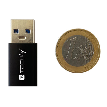 Techly IADAP-USB3-AFT USB 3.0 Adapter – USB A Male to USB-C Female Converter Black