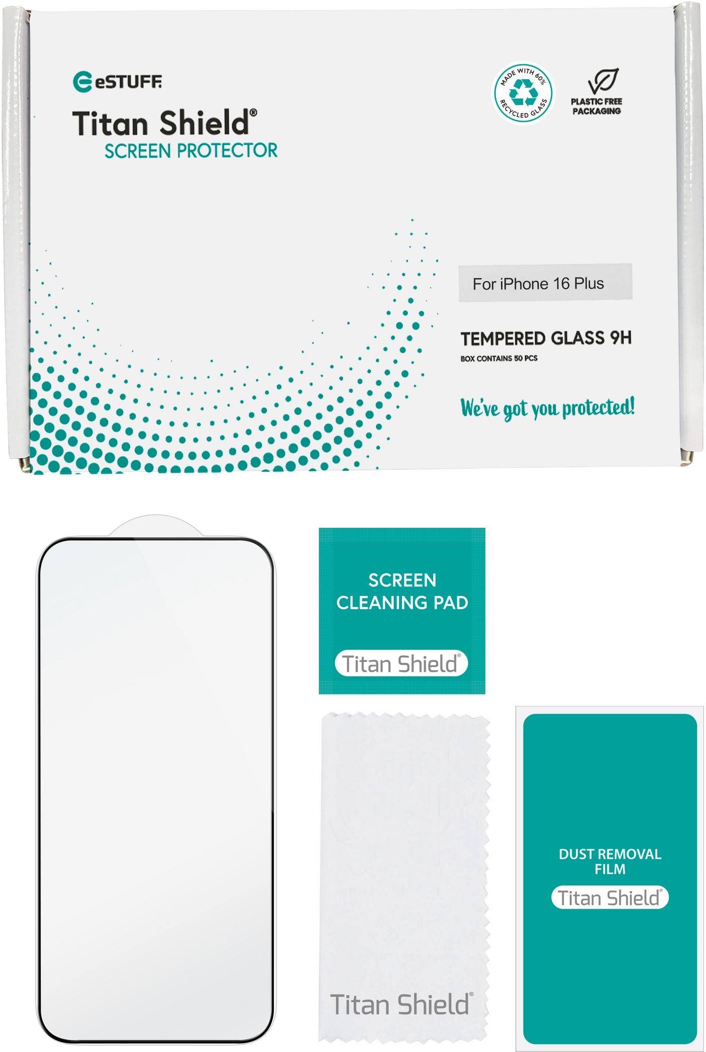 eSTUFF ES501425-50BULK Tempered Glass Screen Protector 9H – 50 Pack