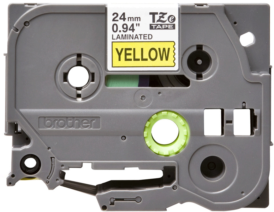 Brother TZE651 Label Making Tape – 24mm Black on Yellow Laminated 8m