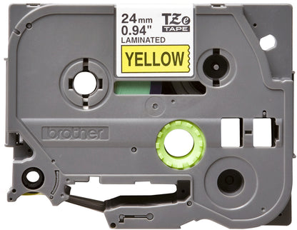 Brother TZE651 Label Making Tape – 24mm Black on Yellow Laminated 8m
