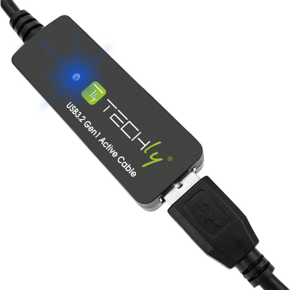Techly ICUR30100G USB 3.2 Gen 1 Active Extension Cable 10m USB A Black